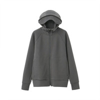 無印良品 MUJI 無印良品 男式 不易沾水 双层编织 拉链连帽衫 卫衣 炭灰色 M