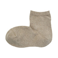 無印良品 MUJI 女式 合脚直角 袜口无橡筋三层 短袜 深咖啡色 23-25cm