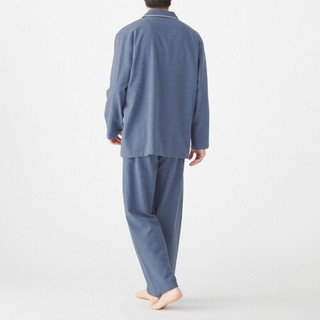 无印良品 MUJI 男式 无侧缝法兰绒 睡衣 纯棉 睡衣套装 家居服 海军蓝 S