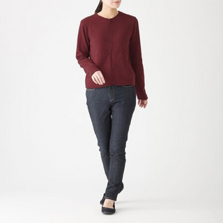 MUJI 无印良品 女士针织开衫 W9AB232 深紫色 XS