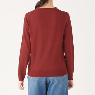 無印良品 MUJI 無印良品  女式 羊毛蚕丝 V领毛衣 红色 S