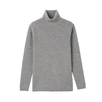  無印良品 無印良品 MUJI  男式 减轻颈部刺痛感 罗纹编织高领毛衣 灰色 S