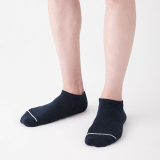 無印良品 MUJI 無印良品  男式 合脚直角足底起绒 运动船袜 海军蓝 25-27cm