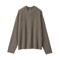 無印良品  無印良品 MUJI 女士高圆领毛衣 W9AA023 深咖啡棕色 S