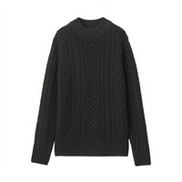 MUJI 無印良品 女士圆领毛衣 W9AA874 黑色 XS