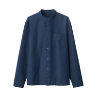 無印良品 MUJI 無印良品  男式 新疆棉 牛津 立领衬衫 纯棉衬衫 休闲衬衫 深海军蓝 M