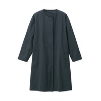 无印良品 MUJI 女式 不易沾水 无领大衣 深灰色 L