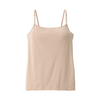 无印良品 無印良品 MUJI 女式 含桑蚕丝 带罩杯吊带衫 淡黄色 XXL