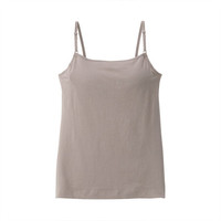 无印良品 無印良品 MUJI 女式 含桑蚕丝 带罩杯吊带衫 深咖啡色 XS