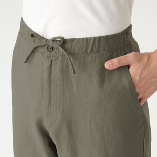 无印良品 MUJI 男式 法国亚麻 裤子 烟熏绿色 XL