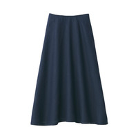 無印良品 MUJI 無印良品  女式 法国亚麻 宽摆裙 深海军蓝 L