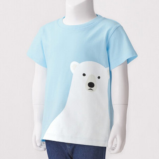 无印良品 MUJI 婴儿 印度棉天竺编织 印花T恤 北极熊 100