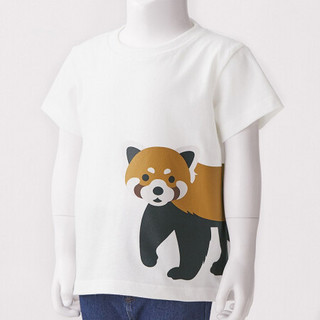 无印良品 MUJI 婴儿 印度棉天竺编织 印花T恤 小熊猫 100