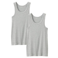 无印良品 無印良品 MUJI 男式 无侧缝粗罗纹编织 背心 两件装 打底 灰色 XL
