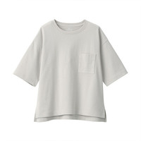 無印良品  無印良品 MUJI 女士圆领五分袖T恤 BBA04A0S 浅灰色 M-L