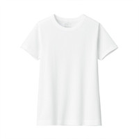無印良品 MUJI 女式 双罗纹编织 圆领短袖T恤 白色 XXL