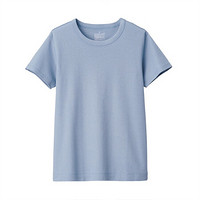 无印良品 MUJI 女式 双罗纹编织 圆领短袖T恤 蓝色 S