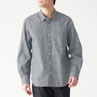 無印良品 MUJI 無印良品  男式 新疆棉 水洗平纹 衬衫 纯棉衬衫 休闲衬衫 灰色 XS