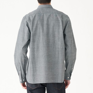 無印良品 MUJI 無印良品  男式 新疆棉 水洗平纹 衬衫 纯棉衬衫 休闲衬衫 灰色 XS