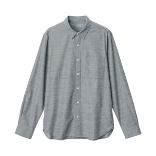 無印良品 MUJI 無印良品  男式 新疆棉 水洗平纹 衬衫 纯棉衬衫 休闲衬衫 灰色 XS