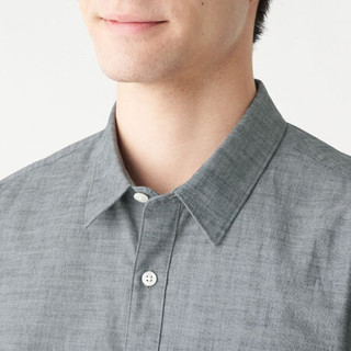 無印良品 MUJI 無印良品  男式 新疆棉 水洗平纹 衬衫 纯棉衬衫 休闲衬衫 灰色 XS