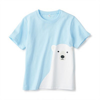 无印良品 MUJI 孩童 印度棉天竺编织 印花T恤 北极熊 150