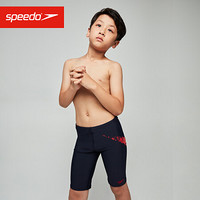 Speedo/速比涛 青少年泳衣 标志印花 男童及膝泳裤 抗氯防晒 修身贴合 海蓝/红色 11-12 812407D835