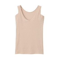 无印良品 無印良品 MUJI 女式 棉质凉爽 带吸汗垫背心 打底 淡黄色 XS