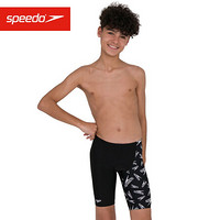 Speedo/速比涛 返潮现象 男童及膝泳裤修身贴合抗氯防晒 808686F392 黑/白色 7-8