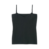 无印良品 無印良品 MUJI 女式 棉质凉爽 带吸汗垫吊带衫 黑色 XS
