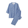 MUJI 無印良品 女士纯棉睡衣套装 FDA11C0S 纯色款 蓝色 L