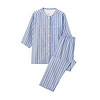 MUJI 無印良品 女士纯棉睡衣套装 FDA11C0S 条纹款 海军蓝 S