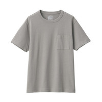 無印良品 MUJI 無印良品 女式 粗棉线天竺编织 圆领短袖T恤 银灰色 XS
