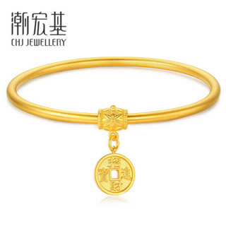 潮宏基 CHJ JEWELLERY 古法财权双收 足金黄金手镯镯子女款 计价 SDG30003488 约17.8g