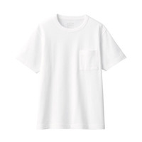 無印良品 MUJI 無印良品 女式 粗棉线天竺编织 圆领短袖T恤 白色 XL