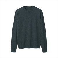 MUJI 無印良品 男士圆领羊毛衫 AAA03A0A 深灰色 XS