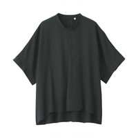 無印良品  無印良品 MUJI 女士圆领五分袖T恤 BCA14C0A 黑色 M-L