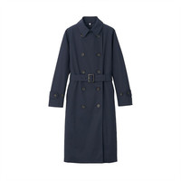 无印良品 無印良品 MUJI 女式 不易沾水 双排扣大衣 海军蓝 S