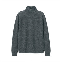 無印良品 MUJI 無印良品 男式 减轻颈部刺痛感 棱纹编织 高领毛衣 深灰色 XL