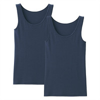 无印良品 無印良品 MUJI 女式 印度棉罗纹编织 背心2件装 海军蓝 XL