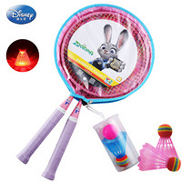 迪士尼（Disney）DDA966-Z4-1 儿童羽毛球拍合金带发光球亲子互动玩具 朱迪兔紫粉