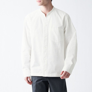 無印良品 MUJI 無印良品  男式 棉水洗牛津 立领开领衬衫 白色 M
