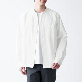 無印良品 MUJI 無印良品  男式 棉水洗牛津 立领开领衬衫 白色 M