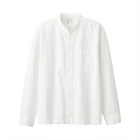 無印良品 MUJI 無印良品 男式 棉水洗牛津 立领开领衬衫 白色 S