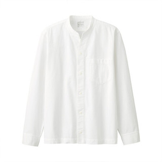 無印良品 MUJI 無印良品  男式 棉水洗牛津 立领开领衬衫 白色 M