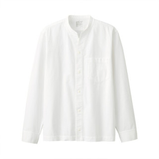 無印良品 MUJI 無印良品  男式 棉水洗牛津 立领开领衬衫 白色 M