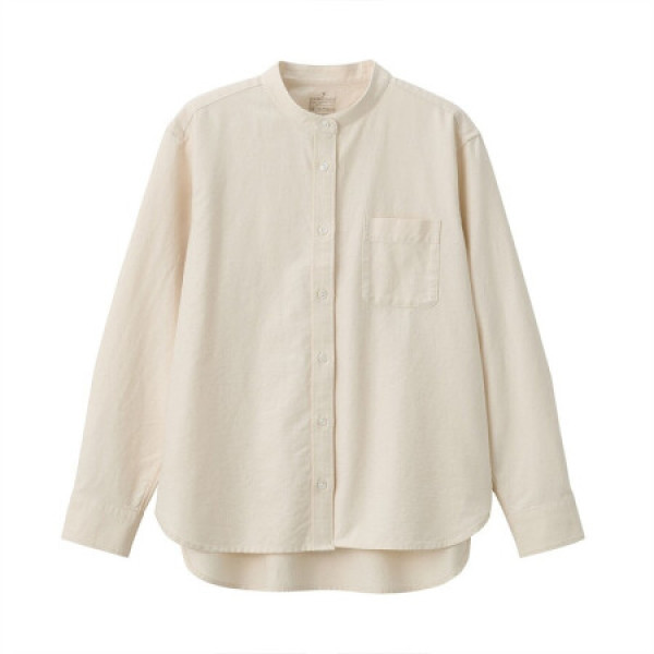 商品无印良品 muji 女式 棉水洗牛津 立领衬衫 原色 m