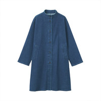 無印良品 MUJI 無印良品  女式 弹力牛仔 大衣 靛青色 M-L