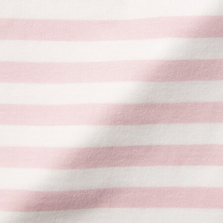 无印良品 MUJI 孩童 印度棉天竺编织 条纹长袖T恤 粉红色条纹 140