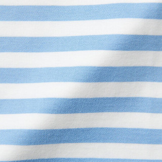 无印良品 MUJI 婴儿 印度棉天竺编织 条纹长袖T恤 天蓝色条纹 100